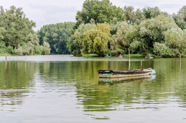 Panorama sleeve of the Danube River near Novi Sad 