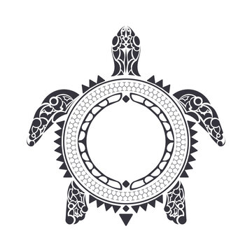 Tribal Polynesian turtle pattern. Maori and Polynesian culture pattern.