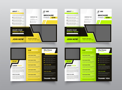 Gym Or Fitness Trifold Brochure Template, Fitness Tri-fold Brochure Template, Sports, Modern, Creative 
And Professional Tri Fold Brochure Vector Design.