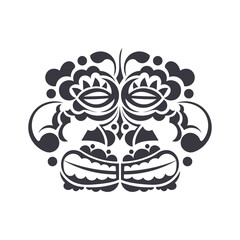 Face Tribal Polynesian tattoo style. Mask Pattern of Maori and Polynesian culture. Handmade. Vector illustration.
