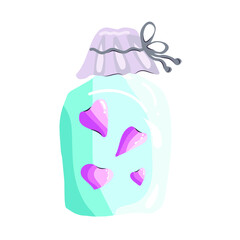 Jar with pink hearts. Vector illustration.