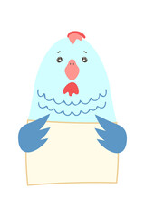 Cute cartoon animal holding tag sign with copy space. set greeting card banner invitation flyer brochure. cartoon hand drawn style. Little pets with blank marksign information plate