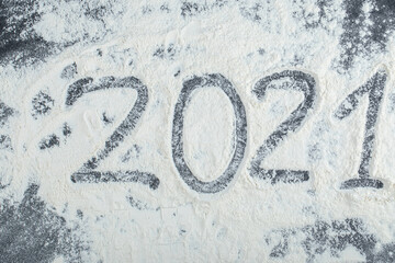 2021 writing with fingertips on the white snow