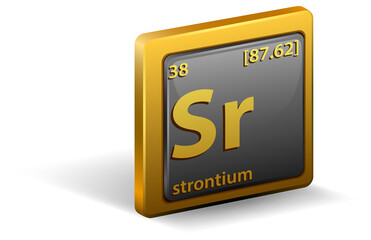 Strontium chemical element. Chemical symbol with atomic number and atomic mass.
