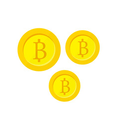 Obraz premium Bitcoin coin icon, flat cartoon cryptocurrency money