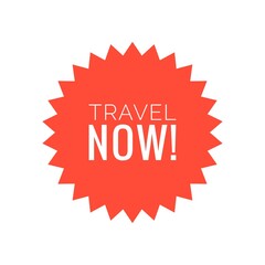 ''Travel now'' Lettering