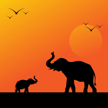 Vector image of an elephant design on background, Vector elephant Icon for your design.