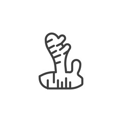 Ginger root line icon. linear style sign for mobile concept and web design. Ginger spice outline vector icon. Symbol, logo illustration. Vector graphics