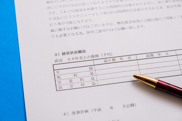 Obraz premium 経営改善計画書 経営再建 状況確認