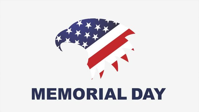 USA Memorial Day holiday background with American Eagle. Animated 4k