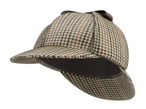 Sherlock Holmes deerstalker hat isolated on white background - 3D illustration