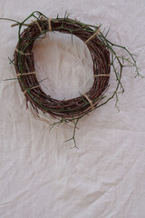 Easter consept with Crown of Thorns  on  white cloth