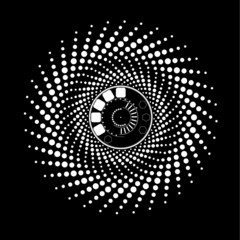 Technology Circle, halftone dots and Lines . Vector logo