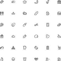 icon vector icon set such as: oil, crescent, wooden, ear, cocktail, baguette, asia, creative, smoke, sing, hand drawn, citrus, transparent, winery, brewed, pie, spike, serving, tortilla, culture