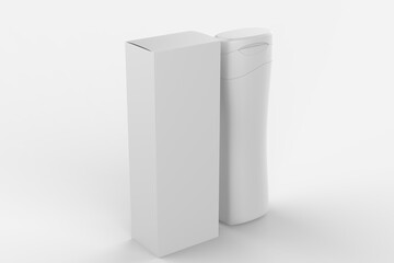 shampoo, conditioner or shower gel plastic bottle isolated on white background. Empty, clean cosmetic mock up bottles of beauty products. 3d illustration