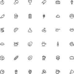 icon vector icon set such as: cinnamon, mussel, celebration, dining, cake, kebab, cell, raw, plate, appetizing, field, paprika, smoothie, blue, creamy, sauce, calories, kiwifruit, animal, template