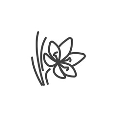 Saffron flower line icon. linear style sign for mobile concept and web design. Crocus saffron outline vector icon. Symbol, logo illustration. Vector graphics