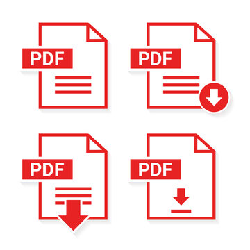 Set of PDF, format and extension of documents. PDF document download. File type. Illustration vector