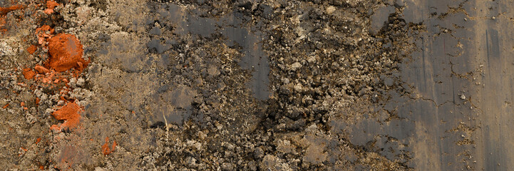 background texture from the smooth surface of the sand and earth soil. top view. banner