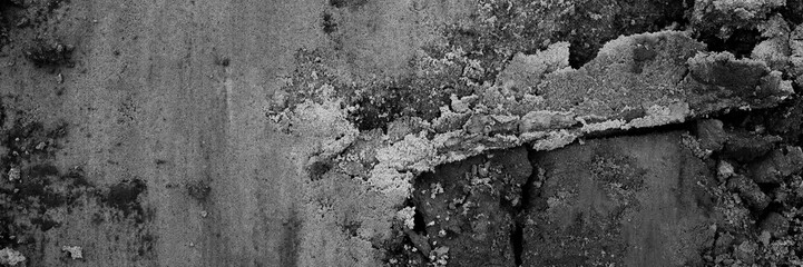 textured ground and sand surface as background black gray color, top view. banner