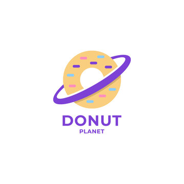 Simple Colorful Donut Planet Logo