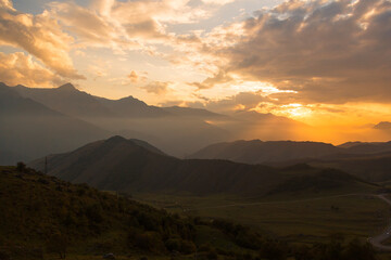 Golden sunset at the mountains 