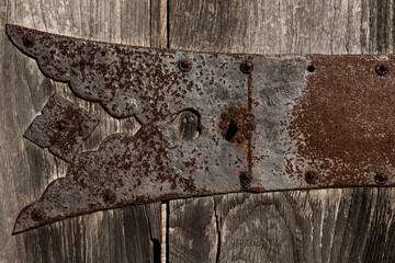 Ancient door hinge used on the gate of a 400-year-old Japanese temple.