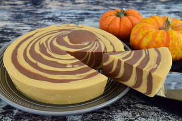 Pumpkin Chocolate Agar Agar Pudding with Zebra Pattern