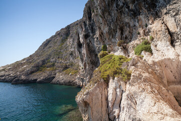 Fototapeta na wymiar Xlendi, Malta, summer landscape with rocky coasts