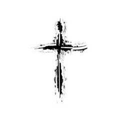 Grunge Religion Cross . Black Paint . Vector