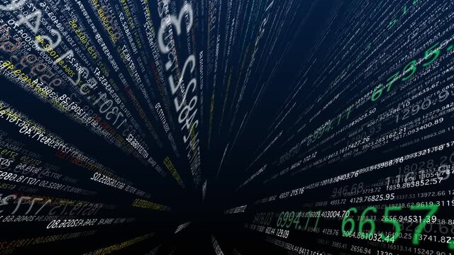 big data, Large database Processing On a blue background And the number of numbers is moving in a growing direction.