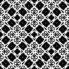 Geometric vector pattern with triangular elements. Seamless abstract ornament for wallpapers and backgrounds. Black and white colors.