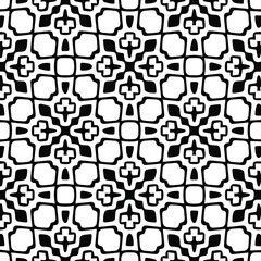 Geometric vector pattern with triangular elements. Seamless abstract ornament for wallpapers and backgrounds. Black and white colors.