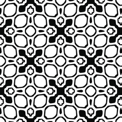 Geometric vector pattern with triangular elements. Seamless abstract ornament for wallpapers and backgrounds. Black and white colors.