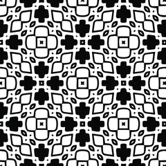 Geometric vector pattern with triangular elements. Seamless abstract ornament for wallpapers and backgrounds. Black and white colors.