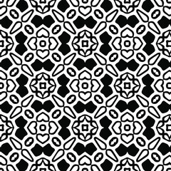 Geometric vector pattern with triangular elements. Seamless abstract ornament for wallpapers and backgrounds. Black and white colors.