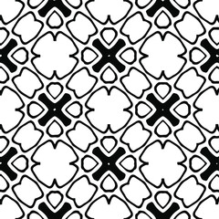 Geometric vector pattern with triangular elements. Seamless abstract ornament for wallpapers and backgrounds. Black and white colors.