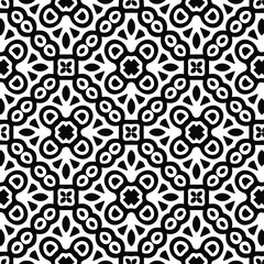 Geometric vector pattern with triangular elements. Seamless abstract ornament for wallpapers and backgrounds. Black and white colors.