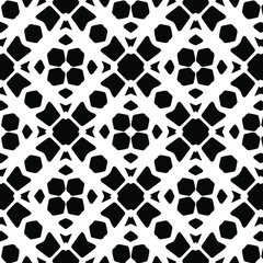 Geometric vector pattern with triangular elements. Seamless abstract ornament for wallpapers and backgrounds. Black and white colors.