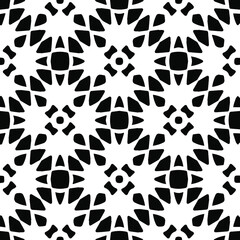 Geometric vector pattern with triangular elements. Seamless abstract ornament for wallpapers and backgrounds. Black and white colors.