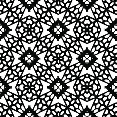 Geometric vector pattern with triangular elements. Seamless abstract ornament for wallpapers and backgrounds. Black and white colors.