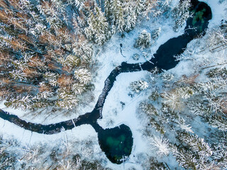 Siniallikad (Estonia) winter river in the forest