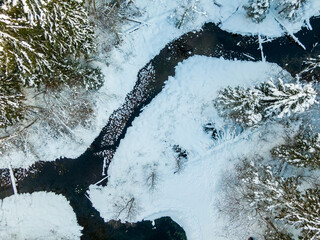 Siniallikad (Estonia) winter river in the forest
