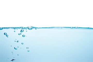 Water wave splash bubble water wave in clean blue liquid