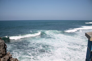 waves crashing on the rocks
