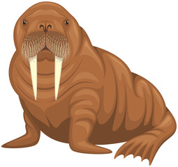 Vector illustration of a seated walrus isolated on a white background.