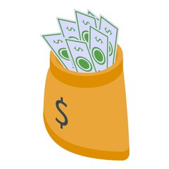 Customer database money bag icon. Isometric of customer database money bag vector icon for web design isolated on white background