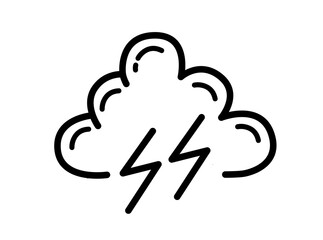 Outline storm cloud  isolated on white background, vector 