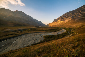 Golden sunset at the mountains 