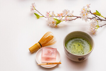 桜色のゼリー　Japanese sweets spring cherry jelly 